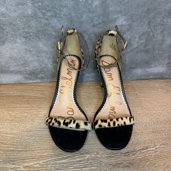 Sam Edelman Patti Open Toe Leopard Print Calf Hair High Heels Sandals Size 6 - Picture 8 of 13